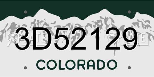 3D52129 Colorado License Plate