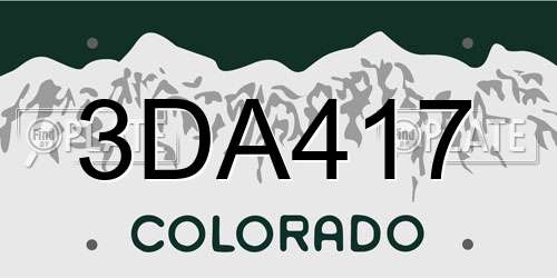 3DA417 Colorado License Plate
