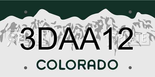 3DAA12 Colorado License Plate
