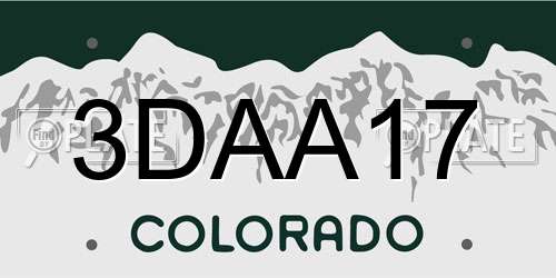 3DAA17 Colorado License Plate