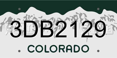 3DB2129 Colorado License Plate