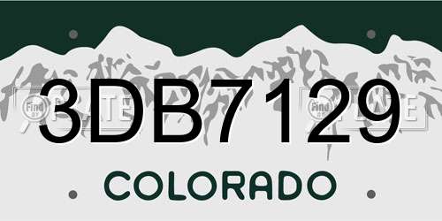 3DB7129 Colorado License Plate