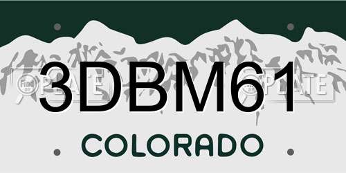 3DBM61 Colorado License Plate