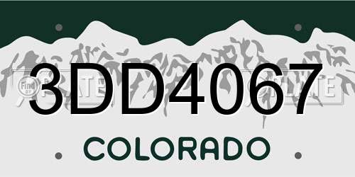 3DD4067 Colorado License Plate