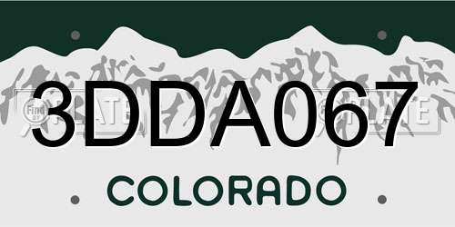 3DDA067 Colorado License Plate