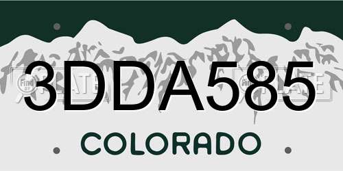 3DDA585 Colorado License Plate