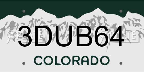 3DUB64 Colorado License Plate