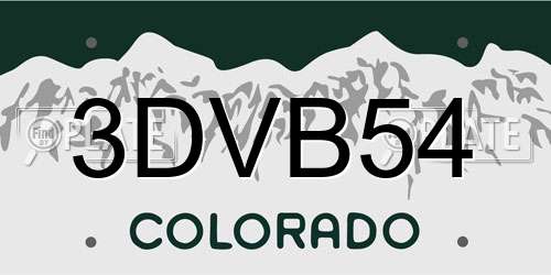 3DVB54 Colorado License Plate