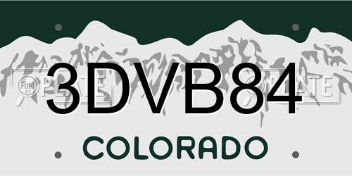 3DVB84 Colorado License Plate