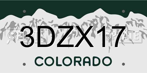 3DZX17 Colorado License Plate