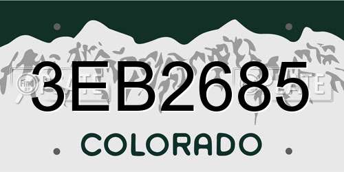 3EB2685 Colorado License Plate