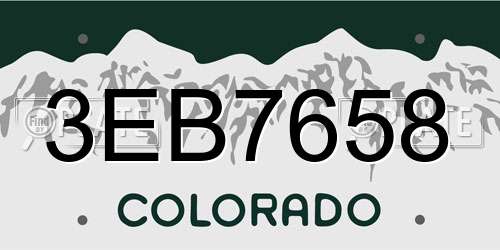 3EB7658 Colorado License Plate