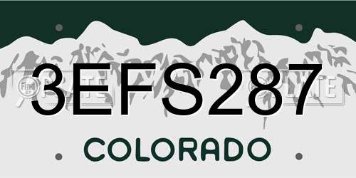 3EFS287 Colorado License Plate