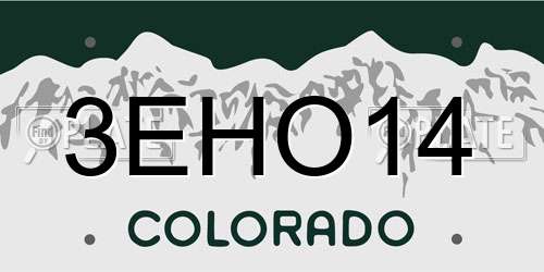 3EHO14 Colorado License Plate