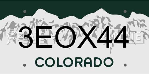 3EOX44 Colorado License Plate