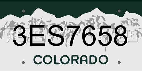 3ES7658 Colorado License Plate