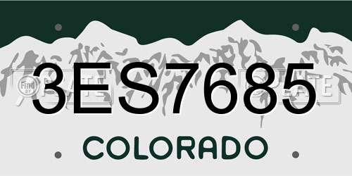 3ES7685 Colorado License Plate