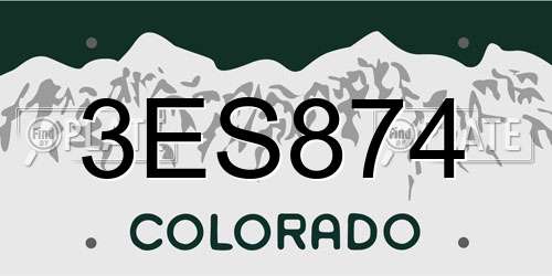 3ES874 Colorado License Plate
