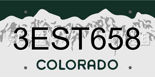 3EST658 Colorado License Plate