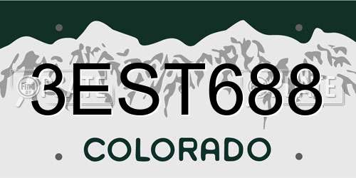 3EST688 Colorado License Plate