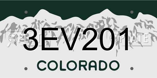 3EV201 Colorado License Plate
