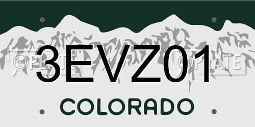 3EVZ01 Colorado License Plate