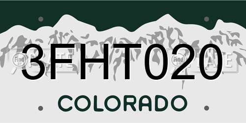 3FHT020 Colorado License Plate