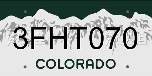 3FHT070 Colorado License Plate
