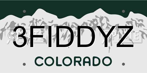3FIDDYZ Colorado License Plate