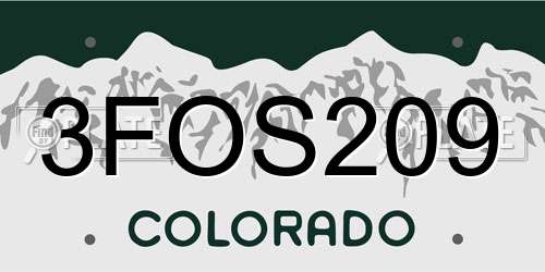 3FOS209 Colorado License Plate