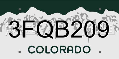 3FQB209 Colorado License Plate