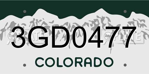 3GD0477 Colorado License Plate