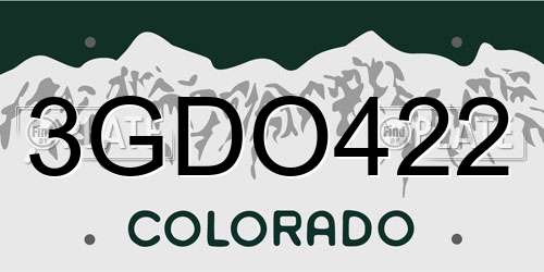 3GDO422 Colorado License Plate