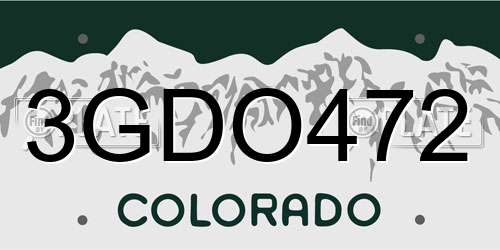3GDO472 Colorado License Plate