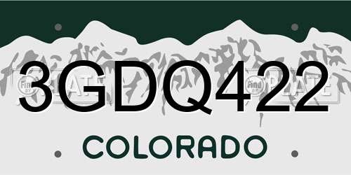 3GDQ422 Colorado License Plate