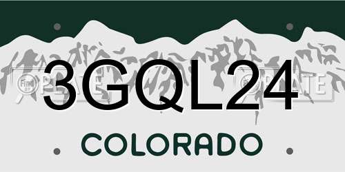 3GQL24 Colorado License Plate