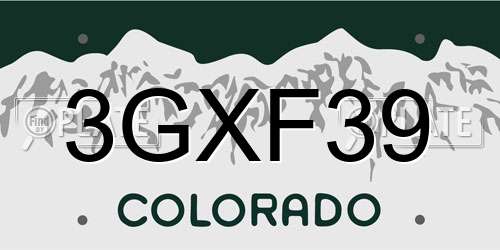 3GXF39 Colorado License Plate