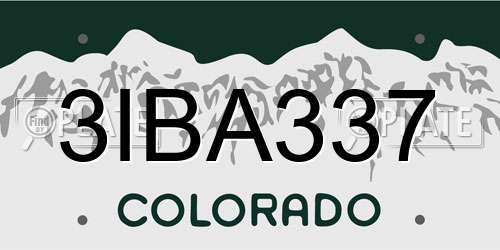 3IBA337 Colorado License Plate