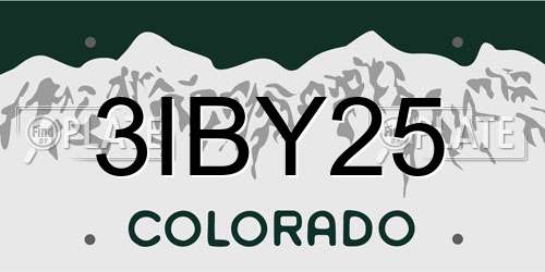 3IBY25 Colorado License Plate