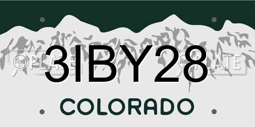 3IBY28 Colorado License Plate