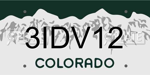3IDV12 Colorado License Plate