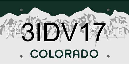 3IDV17 Colorado License Plate