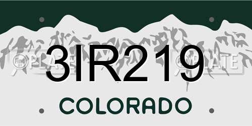 3IR219 Colorado License Plate