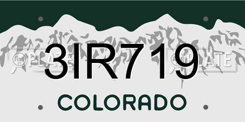 3IR719 Colorado License Plate