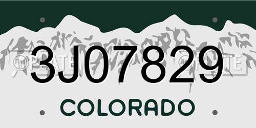 3J07829 Colorado License Plate