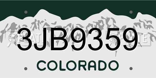 3JB9359 Colorado License Plate
