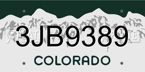 3JB9389 Colorado License Plate