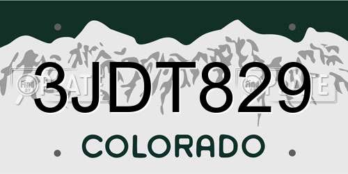 3JDT829 Colorado License Plate