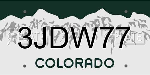 3JDW77 Colorado License Plate