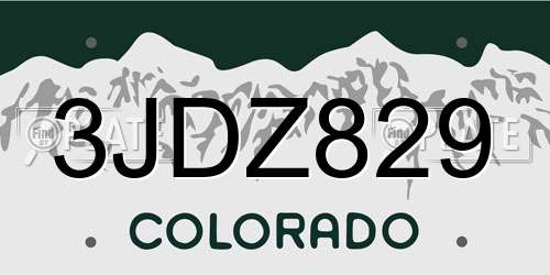 3JDZ829 Colorado License Plate